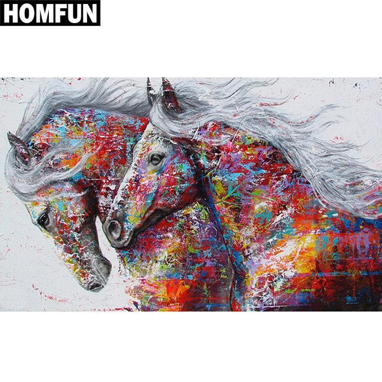 5D Diamond Painting Abstract Painted Horses Kit